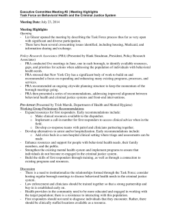 July 23, 2014 &ndash; Executive Committee Meeting #2 Highlights, Task Force on Behavioral Health and the Criminal Justice System