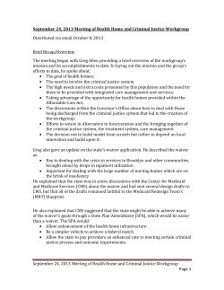 September 24, 2013 – Meeting of Health Home and Criminal Justice Workgroup Minutes