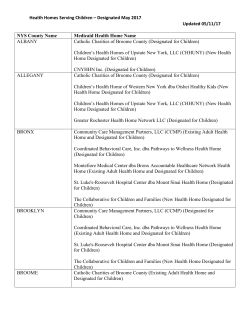 Designated Children&rsquo;s Health Homes by County &ndash; June 15, 2015
