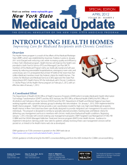 Introducing Health Homes - Improving Care for Medicaid Recipients with Chronic Conditions