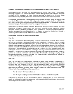 Health Home Eligibility Policy