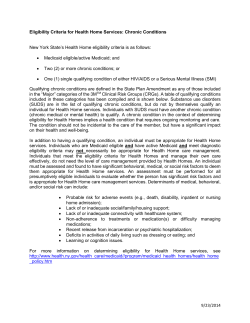 Eligibility Criteria for Health Home Services Intro and Chronic Conditions List
