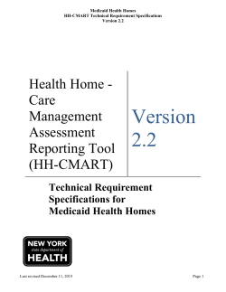 Health Home Care Management Assessment and Reporting Tool - Technical Specifications Manual, 2.2