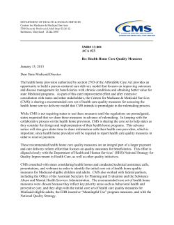 CMS Health Home Core Quality Measures- SMD #13- ADA #23