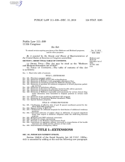 Medicare and Medicaid Extenders Act of 2010,