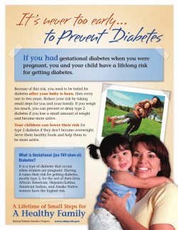 It's never too early . . . to Prevent Diabetes