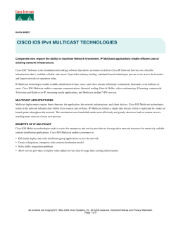 Cisco IOS IPv4 Multicast Technologies