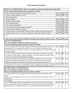 Environmental Checklist for Worship Services for Residents with Dementia and Their Families