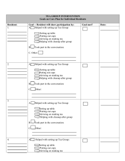 Goals on care plan for individual residents