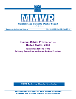 Human Rabies Prevention - United States, 2008: Recommendations of the Advisory Committee on Immunization Practices