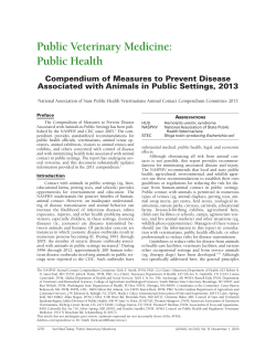 Public Veterinary Medicine: Public Health, Compendium of Measures to Prevent Disease Associated with Animals in Public Settings, 2013