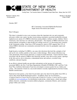 Letter to Local Health Departments - Community-Associated Methicillin-Resistant Staphylococcus Aureus Prevention and Control