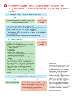 2D Algorithm for evaluation and management of patients hospitalized with radiographic evidence of pneumonia, in the absence of known SARS activity worldwide.