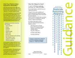New York State Pesticide Poisoning Registry: Guidance for Health Care Professionals