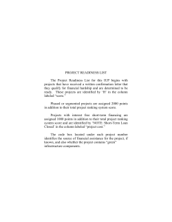 Project Readiness List