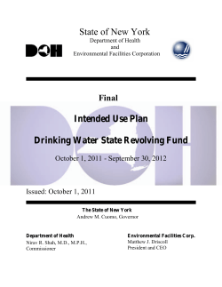 Final Intended Use Plan for the State Revolving Fund
