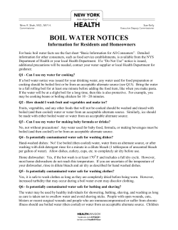 Boil Water Notices - Frequently Asked Questions for Residents and Homeowners - Short Version