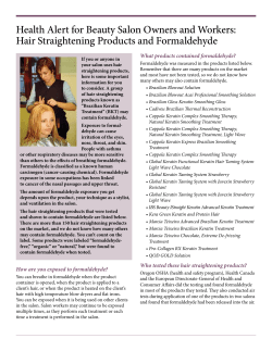 Health Alert for Beauty Salon Owners and Workers: Hair Straightening Products and Formaldehyde