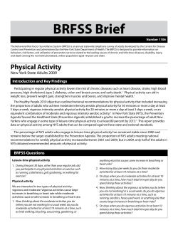 Physical Activity NYS Adults, 2009, BRFSS Brief, Number 1106