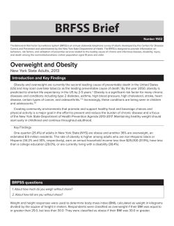 Overweight and Obesity New York State Adults 2013. BRFSS Brief. Number 1502