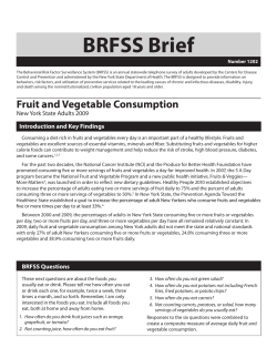 Fruit and Vegetable Consumption New York State Adults 2009. BRFSS Brief. Number 1202