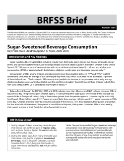 Sugar-Sweetened Beverage Consumption New York State Children Aged 2-17 Years, 2009-2010. Number 1203