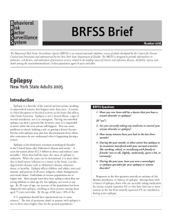 Epilepsy. NYS Adults, 2006. BRFSS Brief. Number 0708