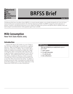 Milk Consumption. NYS Adults, 2005. BRFSS Brief. Number 0710