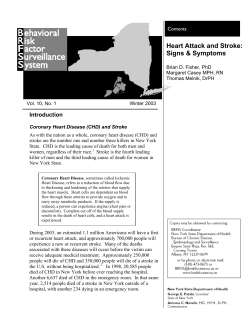 Heart Attack and Stroke: Signs and Symptoms - Winter 2003 Vol. 10, No. 1