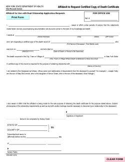 Affidavit to Request Certified Copy of Death Certificate