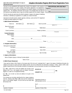 Adoption Information Registry Birth Parent Registration Form