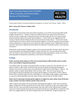 Poisoning Deaths Involving Opioid Analgesics in New York State, 2003 - 2012