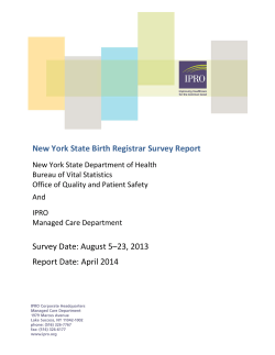 New York State Birth Registrar Survey Report, April 2014