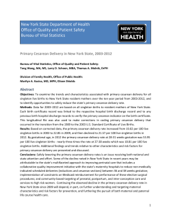 Primary Cesarean Delivery in New York State, 2003-2012