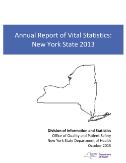 Annual Report of Vital Statistics: New York State 2013