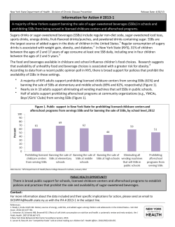 IFA # 2013-1: Sugar-Sweetened Beverage Public Opinion Poll: Sugar-Sweetened Beverage Bans in Childcare Centers, Afterschool Programs, and Schools