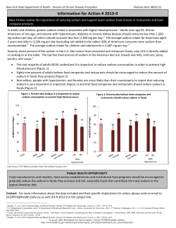 IFA # 2013-9: New Yorkers realize the importance of reducing sodium and support lower sodium food choices in restaurants and food company products