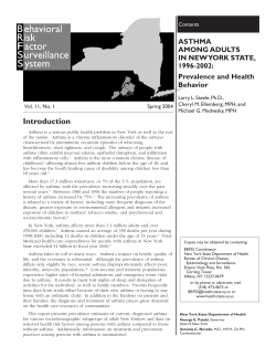 Asthma Among Adults in New York State, 1996-2002: Prevalence and Health Behavior