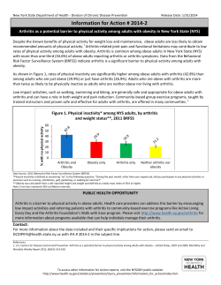 IFA # 2014-2: Arthritis as a potential barrier to physical activity among adults with obesity in New York State (NYS)