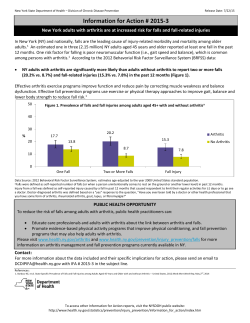 IFA # 2015-3: New York adults with arthritis are at increased risk for falls and fall-related injuries