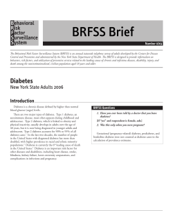 Diabetes. NYS Adults, 2006. BRFSS Brief. Number 0703