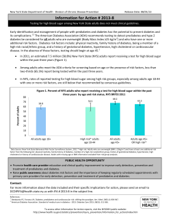 IFA # 2013-8: Testing for high blood sugar among New York State adults does not meet clinical guidelines.