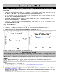 Sodium Reduction and High Blood Pressure Control, IFA # 2011-3