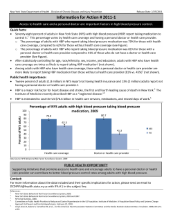 Access to Health Care and High Blood Pressure Control, IFA # 2011-1