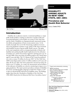 Disability BRFSS, NYS Adults 2001 2003