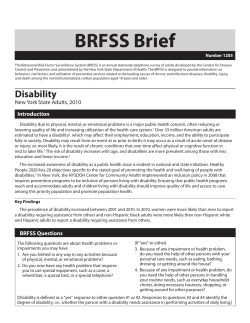 Disability BRFSS Brief, NYS Adults, 2010