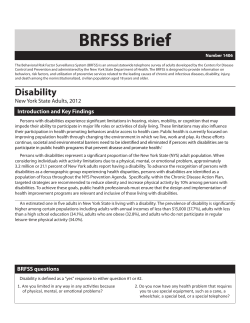 Disability BRFSS Brief, NYS Adults, 2012
