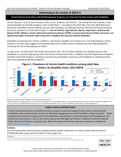 IFA # 2014-3: Chronic Disease Prevention and Self-Management Programs are Important for New Yorkers with Disabilities