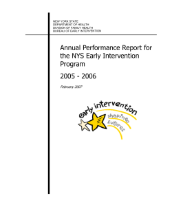 Annual Performance Report for the NYS Early Intervention Program 2005 - 2006