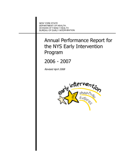 Annual Performance Report for the NYS Early Intervention Program 2006 - 2007